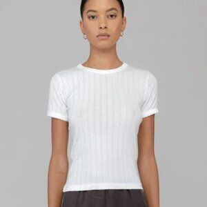 LESET Pointelle Slim Fit Tee in White